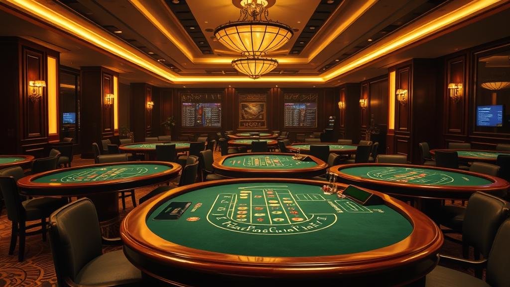 ดีลเลอร์สาวสวยกำลังแจกไพ่บาคาร่าในคาสิโนหรู