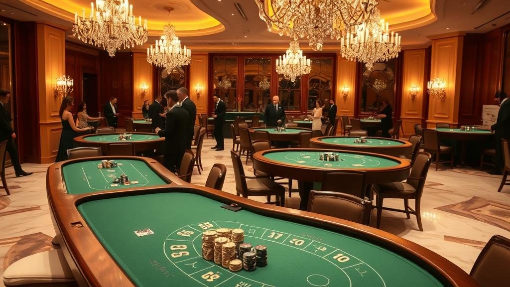 โต๊ะบาคาร่าสดพร้อมดีลเลอร์และชิปเดิมพัน