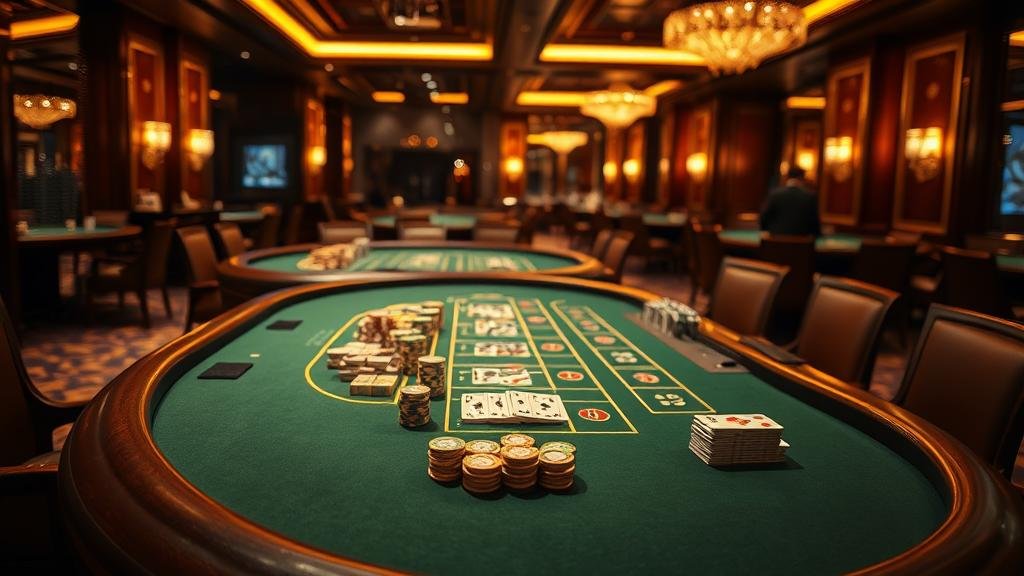 ภาพตารางบาคาร่า แสดงตำแหน่งเดิมพัน ผู้เล่น เจ้ามือ และเสมอ