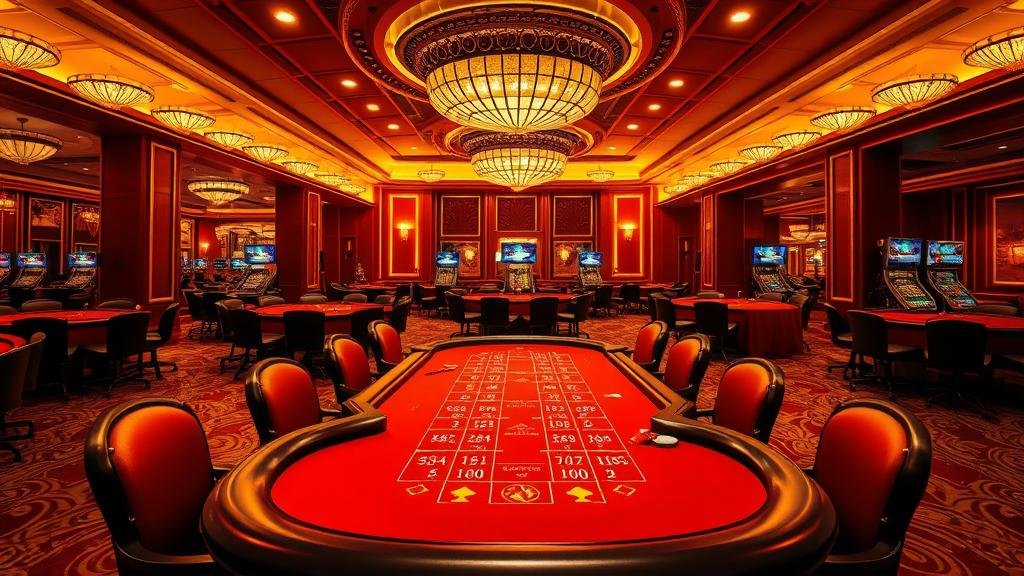 ตารางบาคาร่าแสดงเค้าไพ่สามตัดพร้อมชิปสีแดงและน้ำเงิน