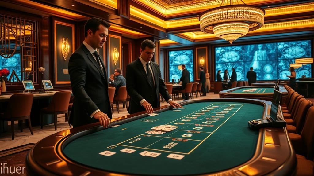 หน้าจอแสดงเค้าไพ่บาคาร่า เช่น มังกรและปิงปอง