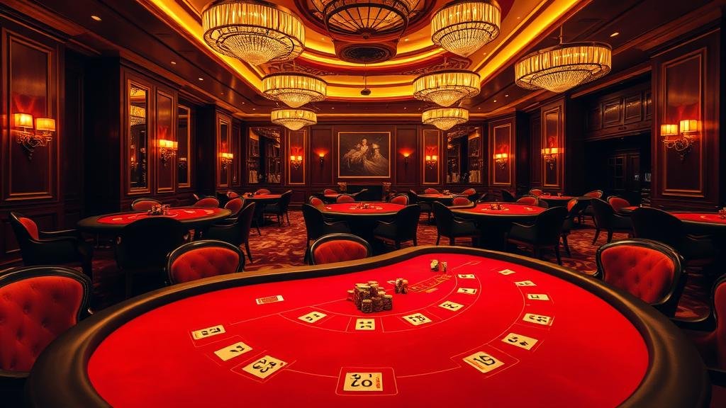 นักพนันมืออาชีพกำลังจัดชิปอย่างระมัดระวังบนโต๊ะบาคาร่า