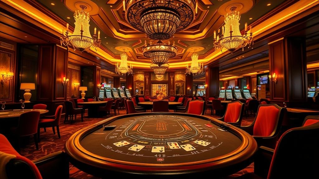 ภาพการเล่นบาคาร่าสดบนโต๊ะหรูหรา พร้อมชิปและไพ่