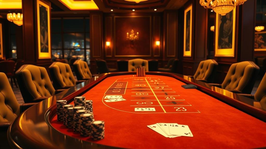 มือของผู้เล่นวางชิปเดิมพันบนโต๊ะบาคาร่า