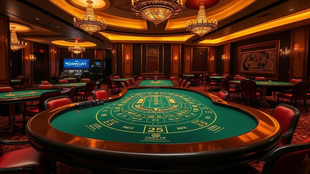 ไพ่บาคาร่าและรองเท้าไพ่บนโต๊ะคาสิโน