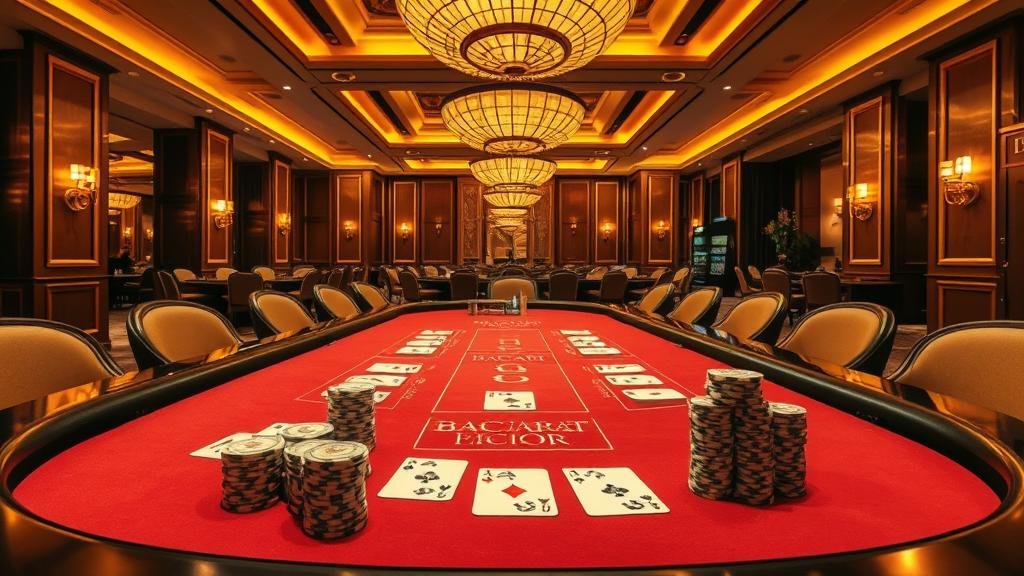 มือผู้เล่นวางชิปเดิมพันบนโต๊ะบาคาร่า