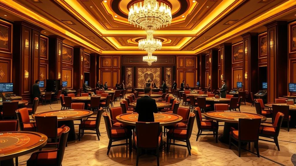 ภาพดีลเลอร์กำลังแจกไพ่บาคาร่าในคาสิโน