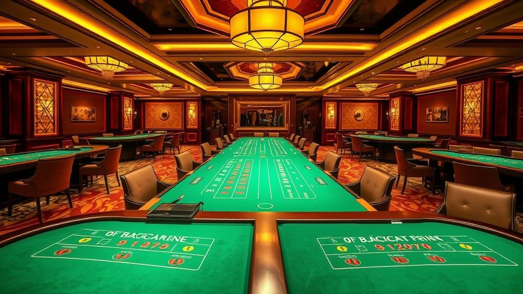 เจ้ามือบาคาร่ากำลังแจกไพ่บนโต๊ะบาคาร่าหรู