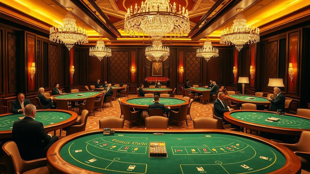 การเล่นบาคาร่าด้วยชิปและไพ่บนโต๊ะหรู