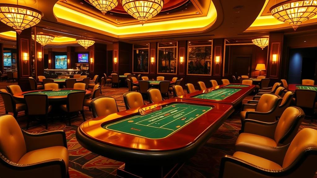 การวางชิปเดิมพันบนโต๊ะบาคาร่าในคาสิโน