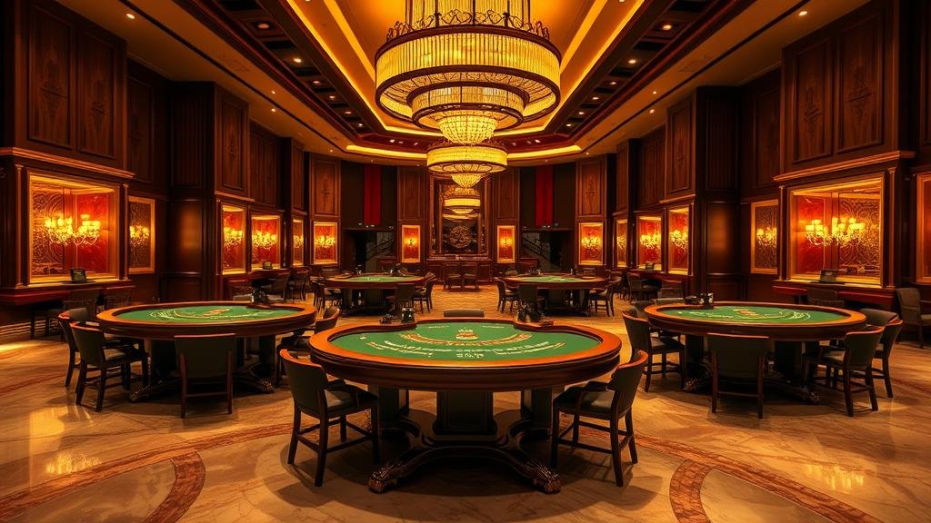 โต๊ะบาคาร่าสายฟ้าสุดหรู พร้อมสัญลักษณ์สายฟ้าเรืองแสง และไพ่ที่แสดงผลการชนะ