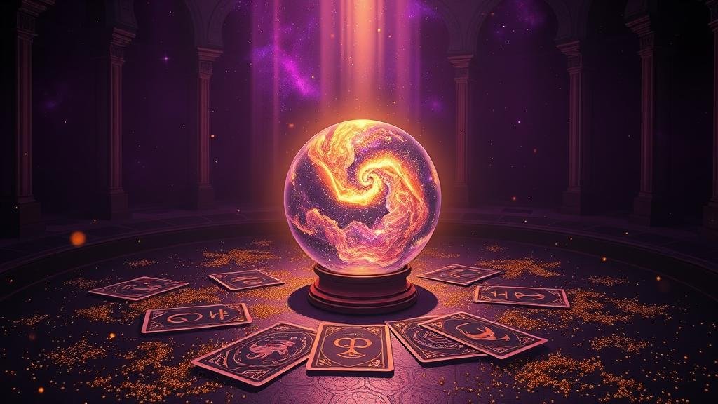 นักโหราศาสตร์ผู้ทรงภูมิชี้ไปยังแผนที่ดวงดาวที่เต็มไปด้วยตัวเลขและสัญลักษณ์