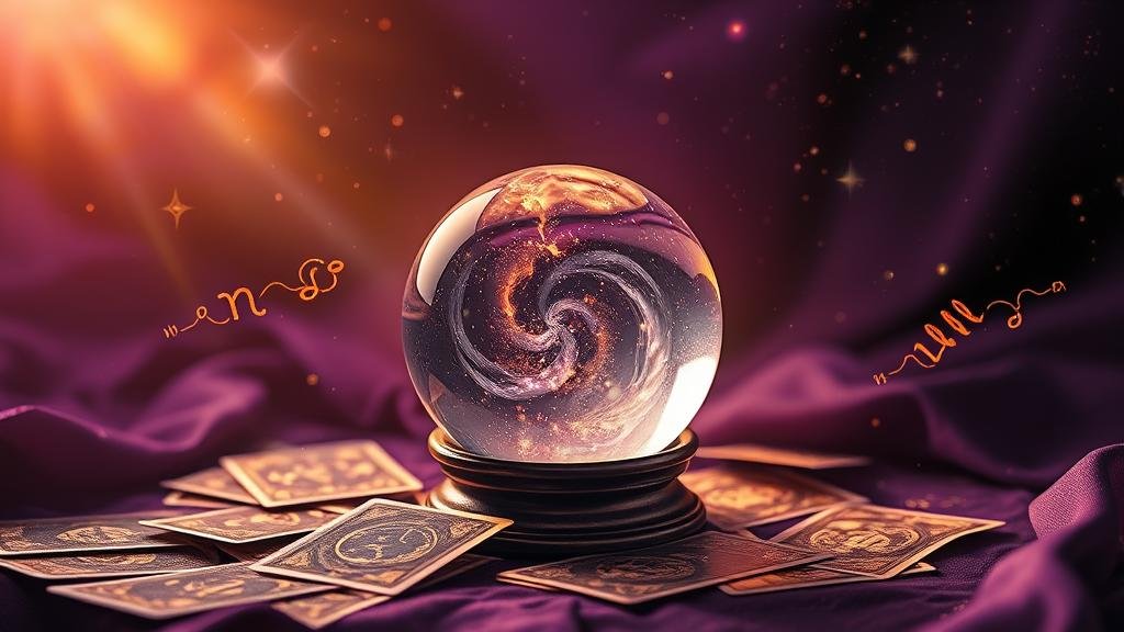 ภาพนักโหราศาสตร์ชี้บนแผนที่ดาวพร้อมไพ่ทาโรต์