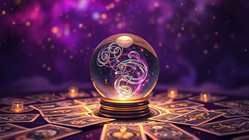 ไพ่ทาโรต์รูปเลขนำโชค ส่องแสงท่ามกลางหมู่ดาว