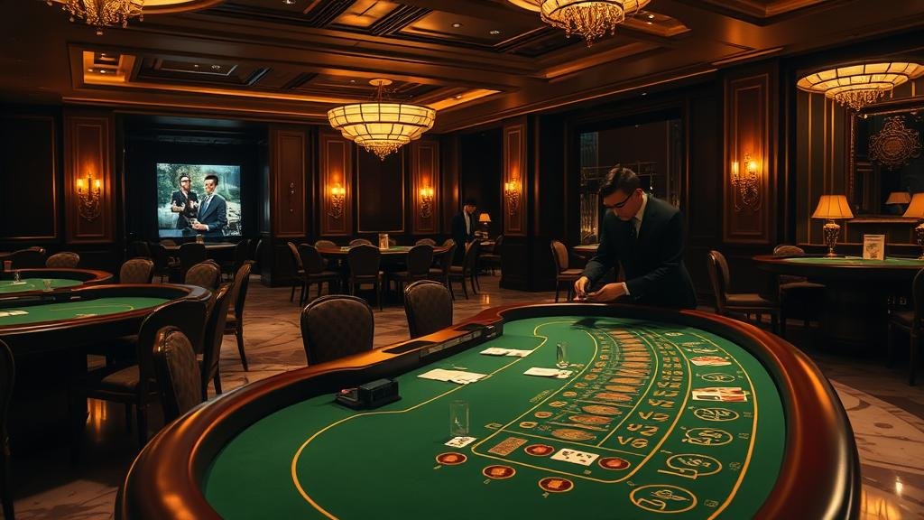 โต๊ะบาคาร่าสดพร้อมชิปเดิมพันและไพ่