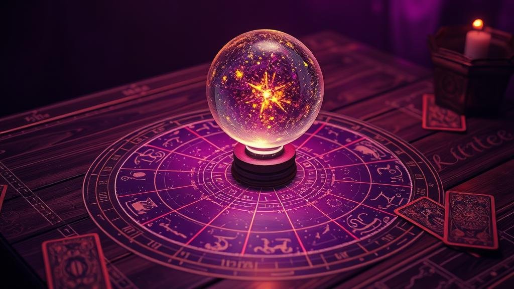 สัญลักษณ์ 12 ราศี ล้อมรอบลูกแก้วทำนาย