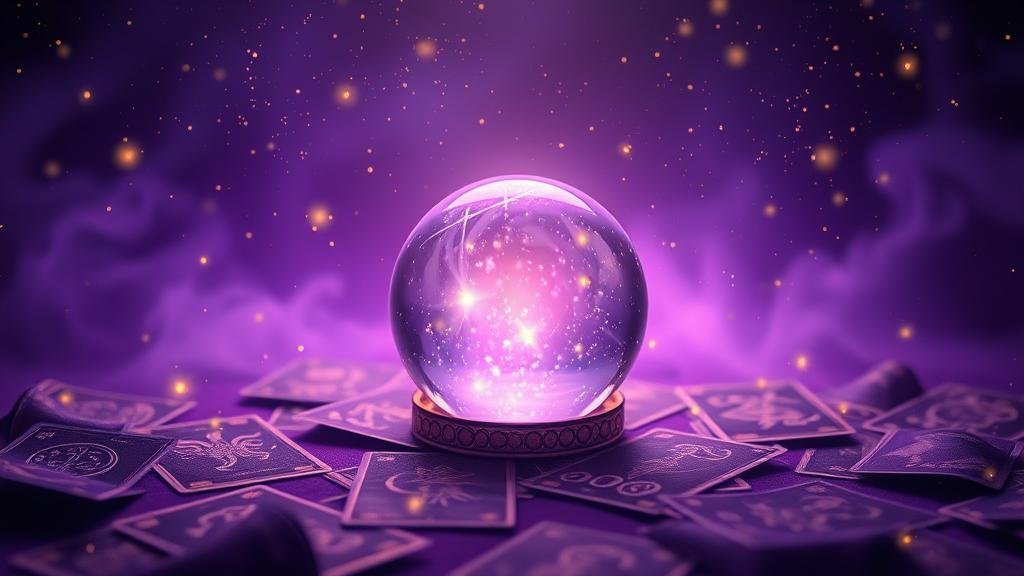 ลูกแก้วคริสตัลแสดงภาพจักรราศีและตัวเลขหวย