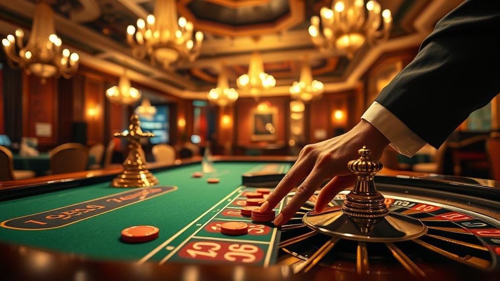 มือผู้เล่นกดปุ่มบนหน้าจอเกมสล็อต