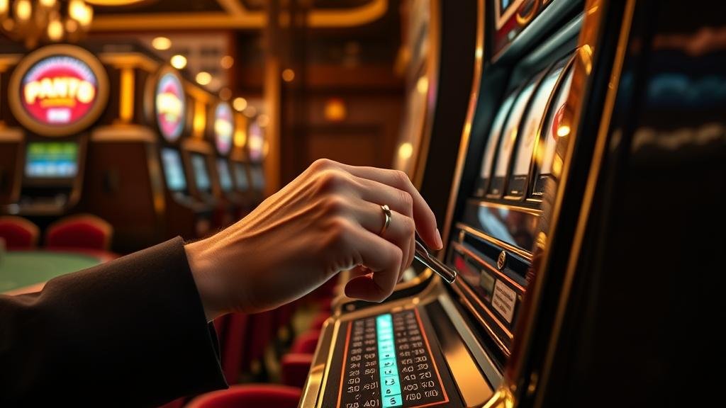 ตารางการจ่ายเงินของสล็อตที่แสดงสัญลักษณ์และเส้นการชนะ