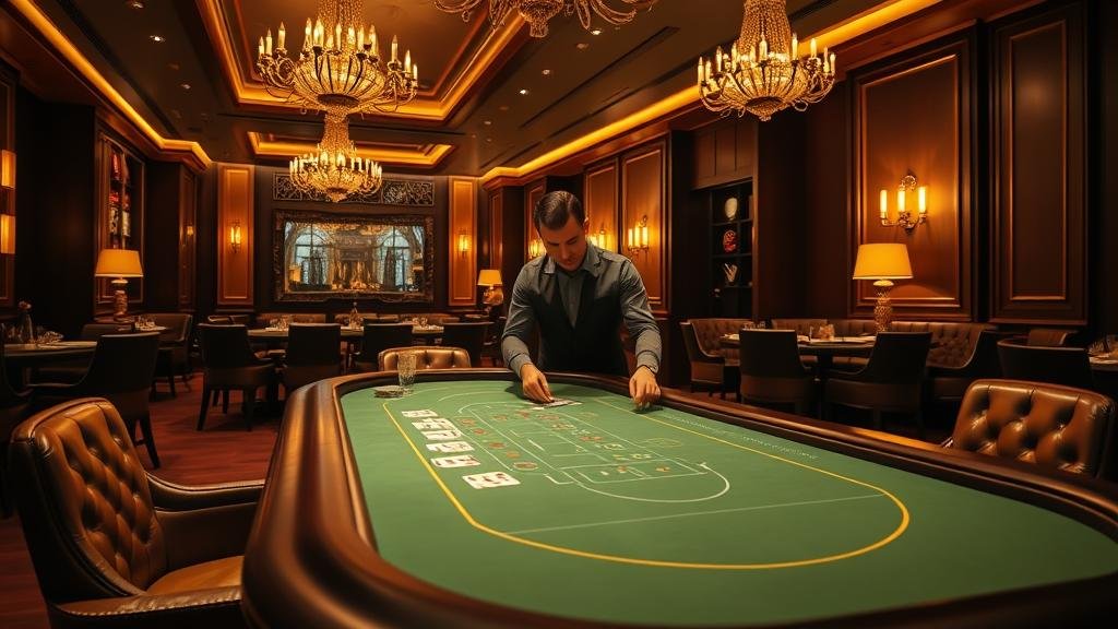 ดีลเลอร์มืออาชีพกำลังแจกไพ่บาคาร่าสดจากค่าย Playtech