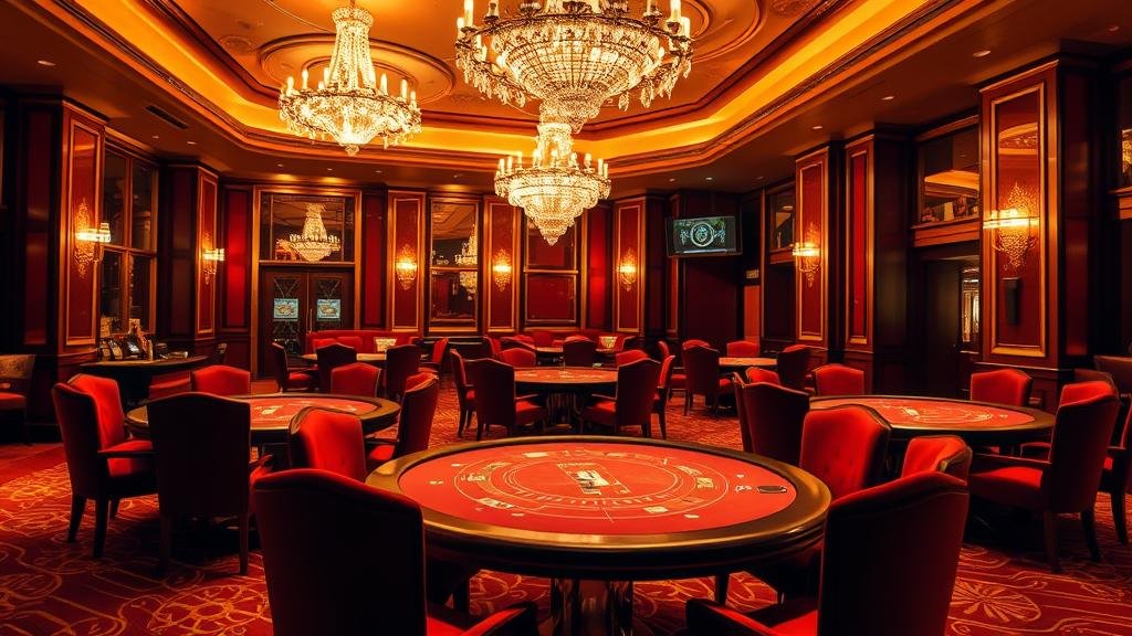 ภาพระยะใกล้ของโต๊ะบาคาร่าพร้อมไพ่และชิป