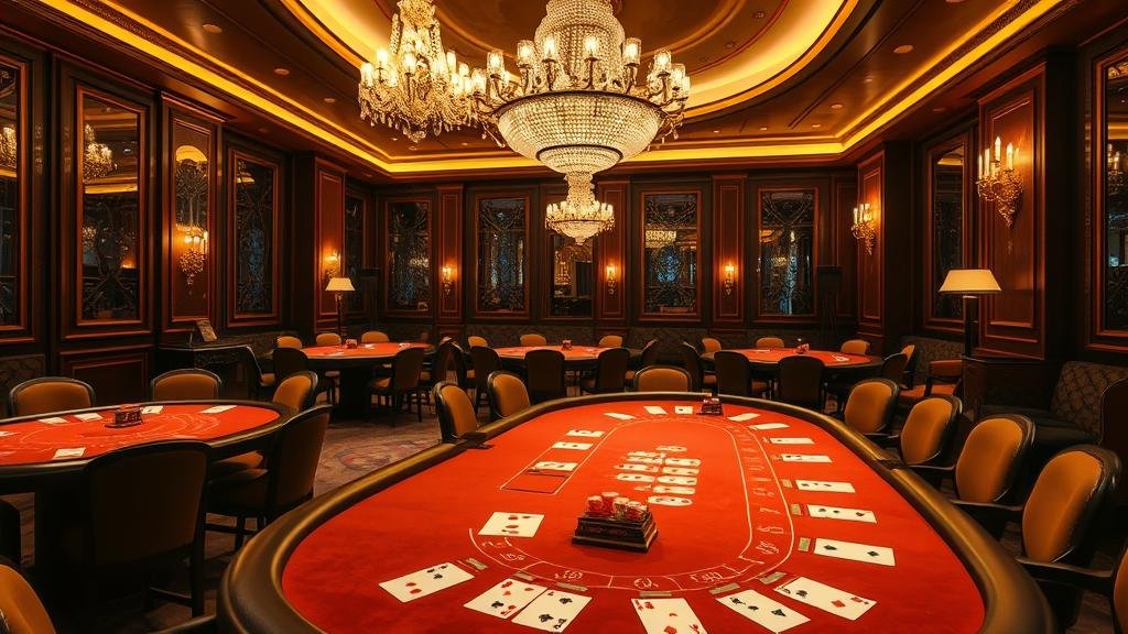 ไพ่บาคาร่าสดบนโต๊ะคาสิโนสุดหรู