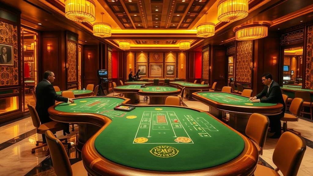 โต๊ะทำงานนักพนันมืออาชีพพร้อมอุปกรณ์บันทึกผลบาคาร่า