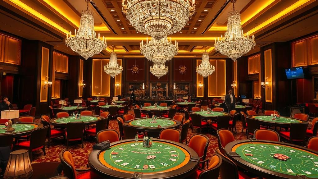 ดีลเลอร์มืออาชีพกำลังแจกไพ่บาคาร่าบนโต๊ะสุดหรู