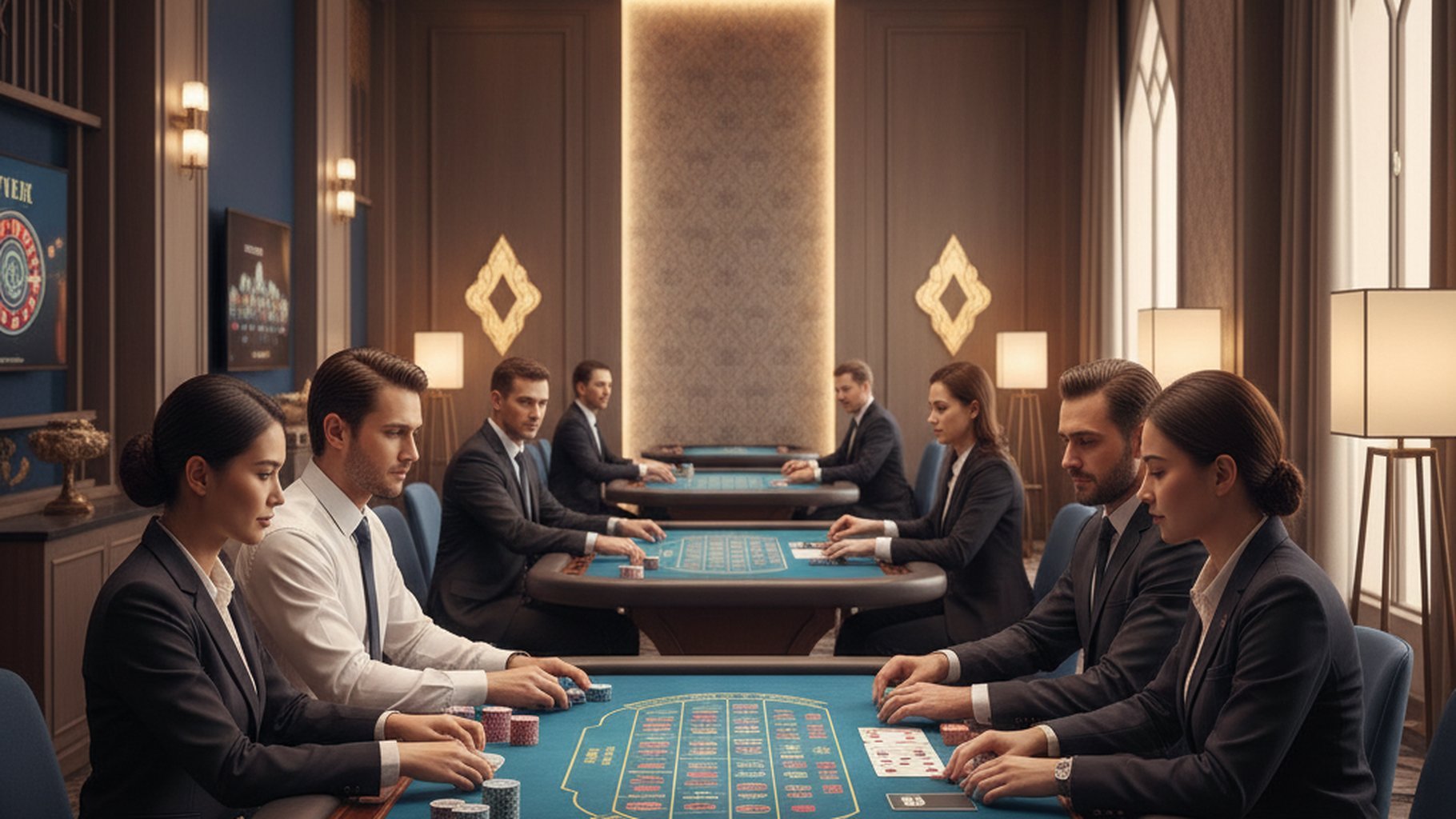 ภาพนักพนันบาคาร่าใช้กลยุทธ์ Player Banker Tie