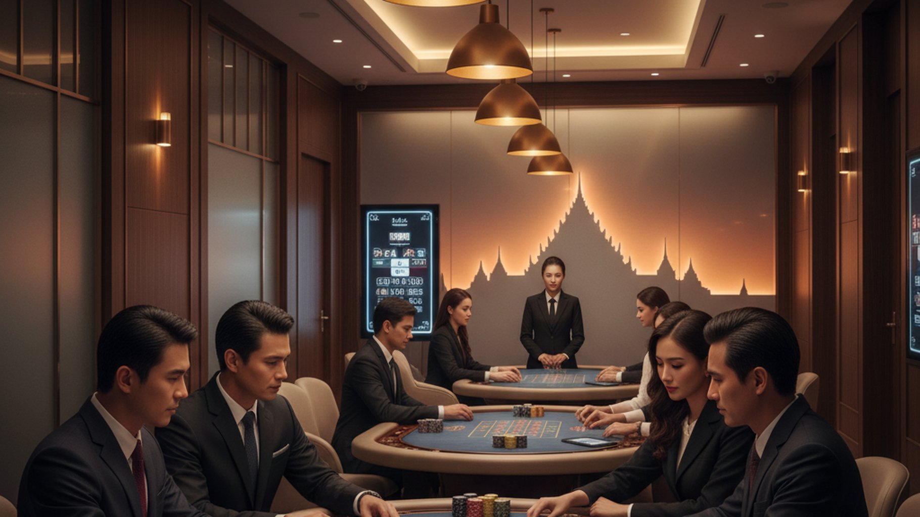 ภาพบรรยากาศหรูหราของการเล่นบาคาร่าออนไลน์บนเว็บตรง