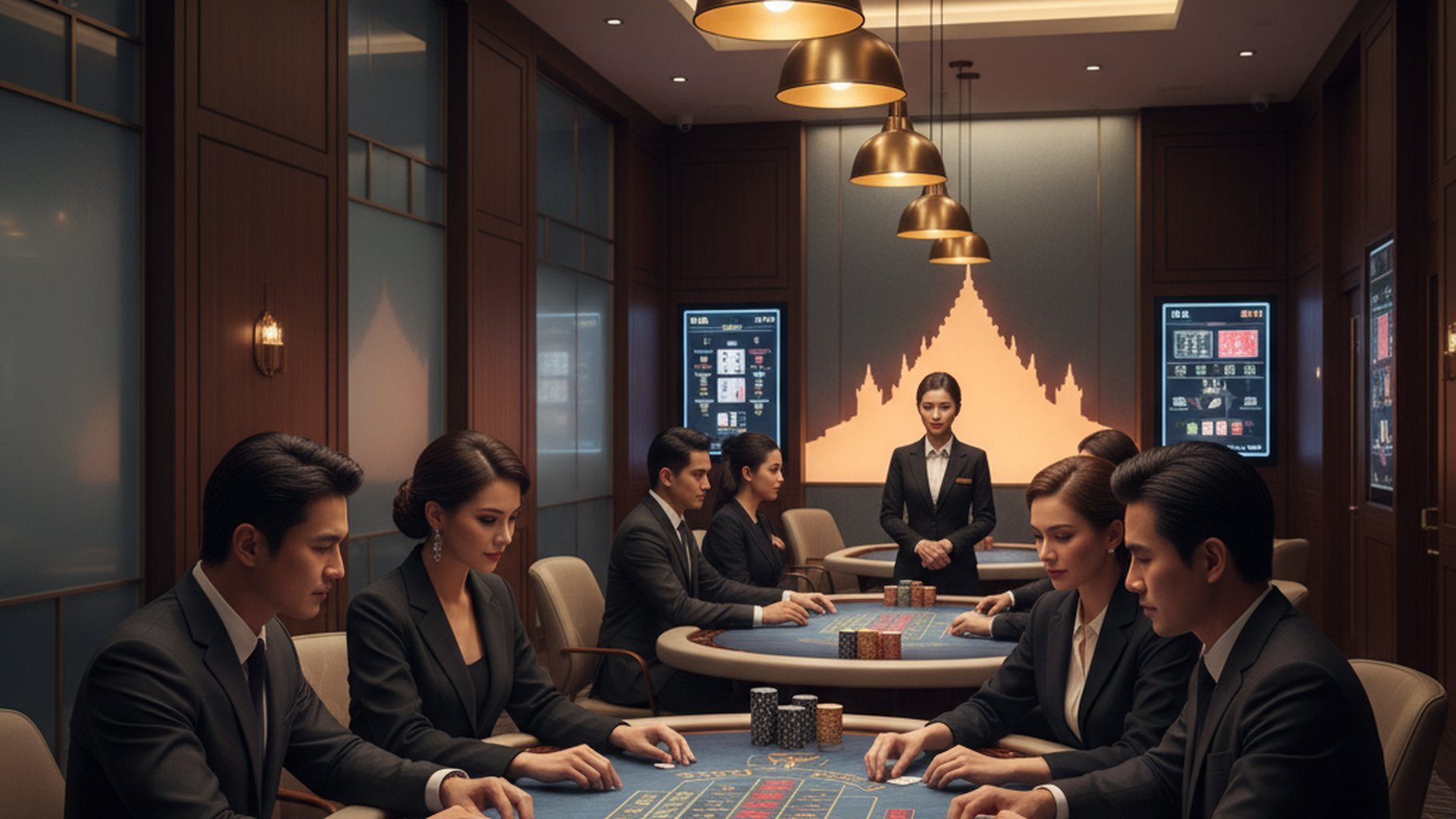 ภาพแสดงการใช้กลยุทธ์และมารยาทในการเล่นบาคาร่า