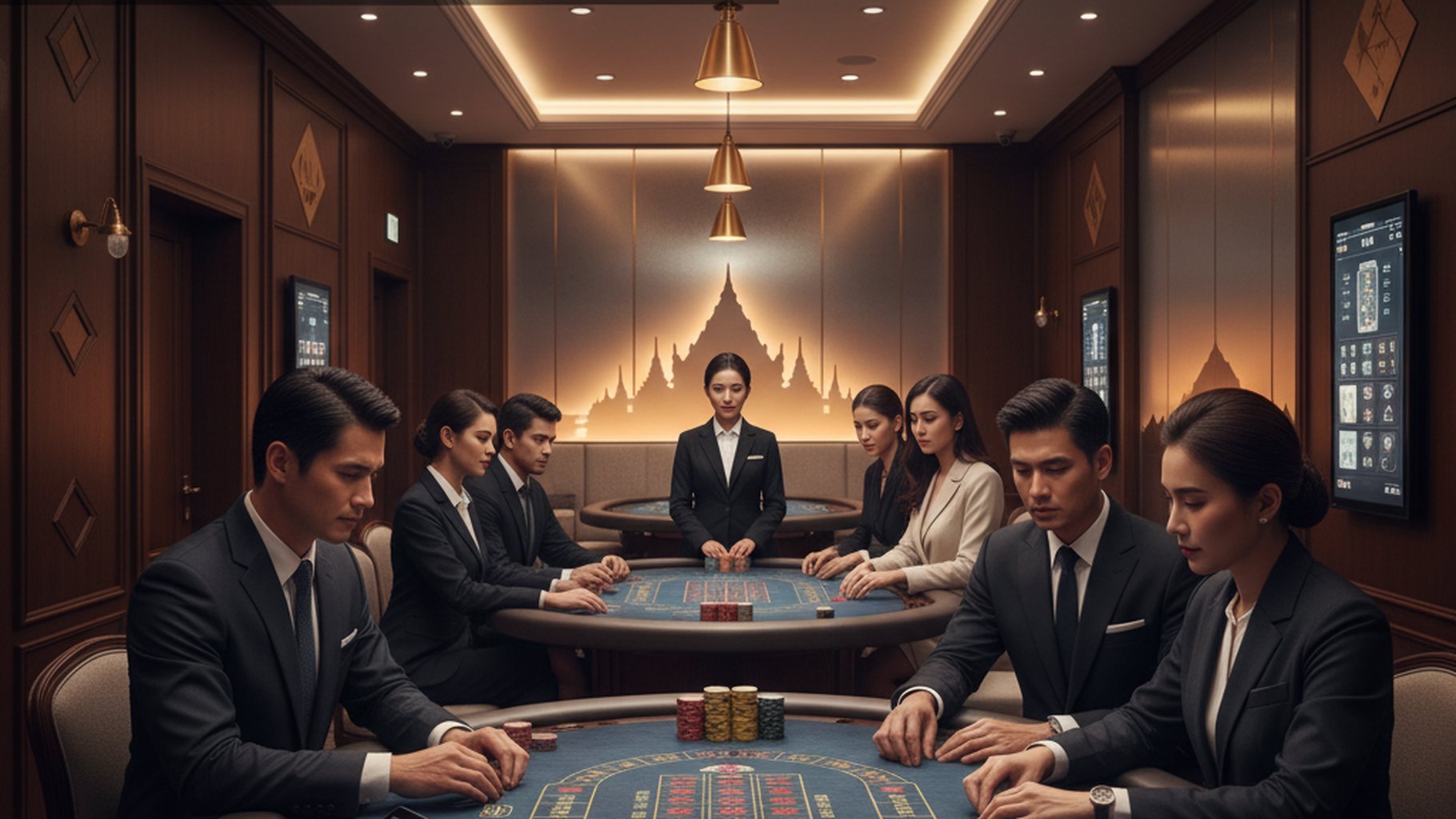 หน้าจอเกมบาคาร่าพร้อมเครื่องมือช่วยตัดสินใจ