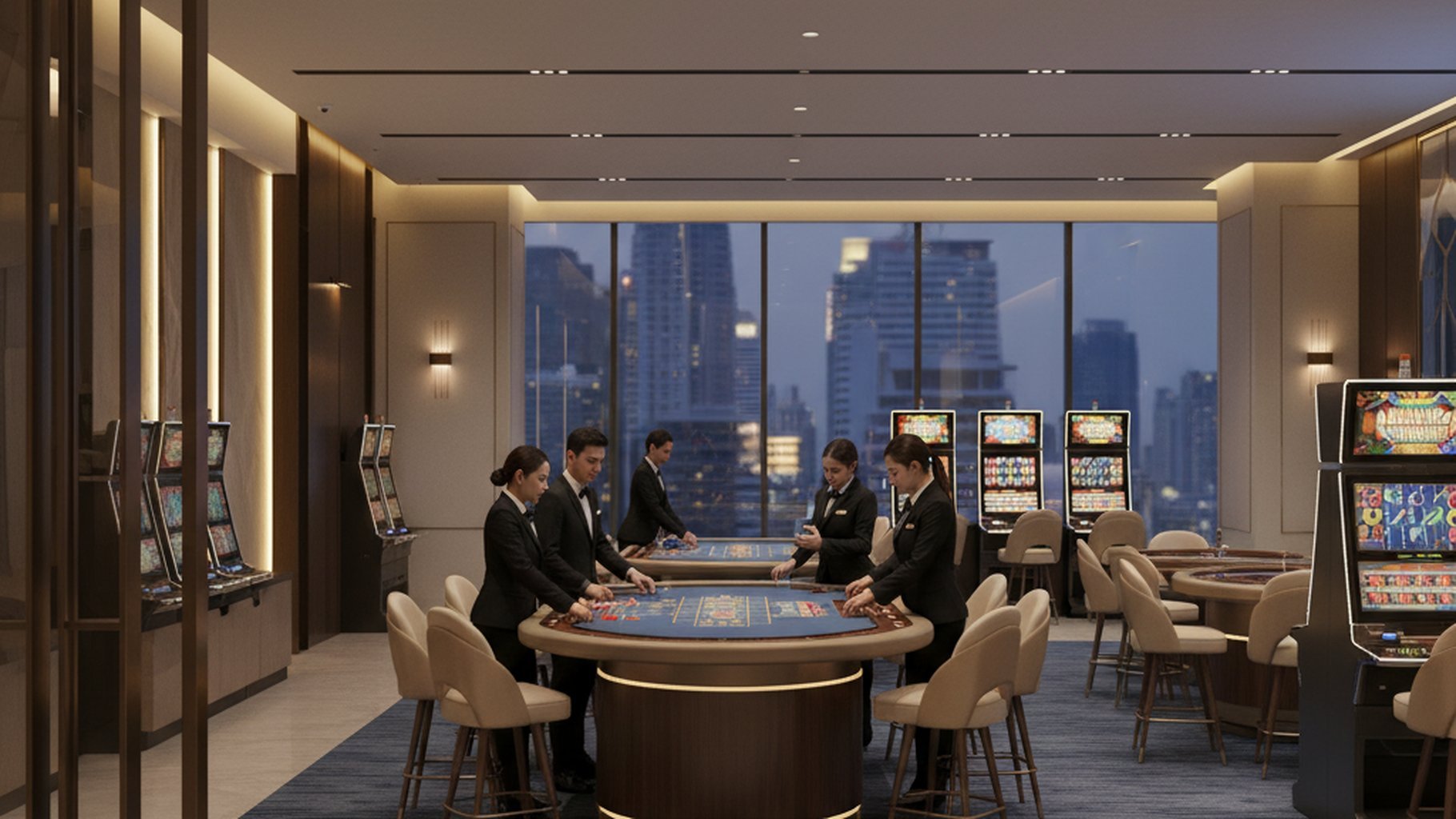 บรรยากาศห้องเล่นบาคาร่าที่สงบและส่งเสริมสมาธิ